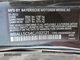 2012 BMW Z4 sDrive28i with VIN WBALL5C54CJ103121, listed as a Copart auction lot 49879875 with 118,483 mi miles and Salvage Title. Bid and sale history available at carsss.com. Image 14.