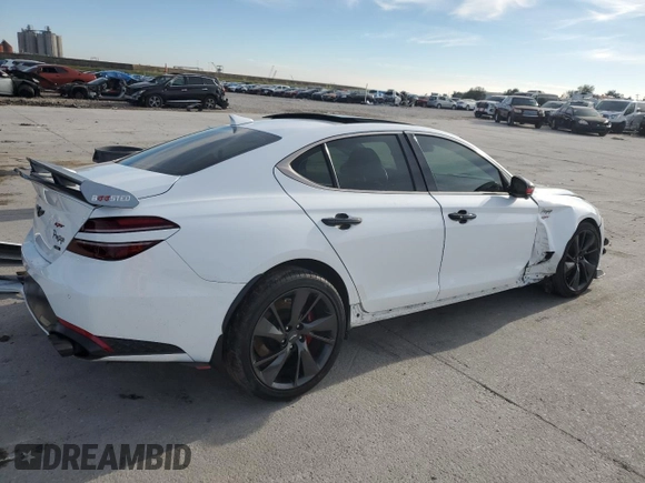 2022 Genesis G70 3.3T z VIN KMTG54TE2NU103730, wystawiony jako Copart lot #87601785 z przebiegiem 39 351 mil mil oraz Szkoda całkowita • Salvage title. Historia ofert i sprzedaży dostępna na DreamBid. Obrazek 3.