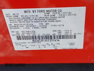 2020 Ford EcoSport S with VIN MAJ6S3FLXLC321656, listed as a IAAI auction lot 41496797 with 68,907 mi miles and . Bid and sale history available at DreamBid. Image 9.