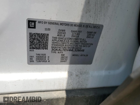 2021 GMC Terrain SLE z VIN 3GKALTEV4ML328648, wystawiony jako Copart lot #61897925 z przebiegiem 75 674 mil mil oraz Szkoda całkowita • Salvage title. Historia ofert i sprzedaży dostępna na DreamBid. Obrazek 14.