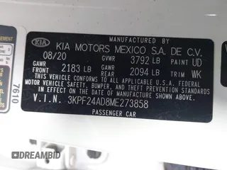 2021 Kia Forte LXS z VIN 3KPF24AD8ME273858, wystawiony jako IAAI lot #40978799 z przebiegiem 43 934 mil mil oraz . Historia ofert i sprzedaży dostępna na DreamBid. Obrazek 9.