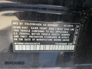 2014 Volkswagen CC R-Line with VIN WVWBN7ANXEE526370, listed as a Copart auction lot 81642994 with 100,242 mi miles and Clean Title. Bid and sale history available at carsss.com. Image 12.