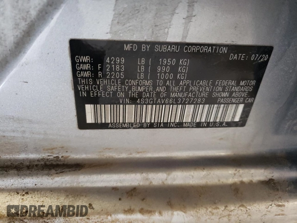 2020 Subaru Impreza Premium with VIN 4S3GTAV66L3727283, listed as a Copart auction lot 52087555 with Not provided miles and Salvage title. Bid and sale history available at DreamBid. Image 14.