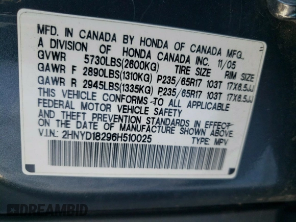 2006 Acura MDX with VIN 2HNYD18296H510025, listed as a Copart auction lot 89017045 with 160,258 mi miles and Clean Title. Bid and sale history available at carsss.com. Image 13.