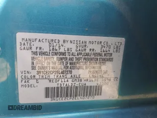 2014 Nissan Note SV с VIN 3N1CE2CP2EL407270, выставлен на аукционе Copart как лот 56199365 с пробегом 169 524 миль миль и Чистый • Clean title. История ставок и продаж доступна на DreamBid. Изображение 12.