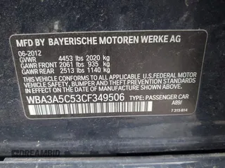 2012 BMW 3 Series 328i with VIN WBA3A5C53CF349506, listed as a IAAI auction lot 41940691 with 79,636 mi miles and . Bid and sale history available at carsss.com. Image 9.