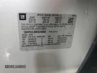 2017 GMC Acadia SLT z VIN 1GKKNULS8HZ240858, wystawiony jako Copart lot #48323295 z przebiegiem 115 479 mil mil oraz Szkoda całkowita • Salvage title. Historia ofert i sprzedaży dostępna na DreamBid. Obrazek 14.