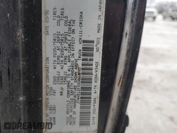 1995 Toyota T100 SR5 z VIN JT4VD12F0S0007793, wystawiony jako Copart lot #85020824 z przebiegiem 226 806 mil mil oraz Czysty tytuł • Clean title. Historia ofert i sprzedaży dostępna na DreamBid. Obrazek 12.