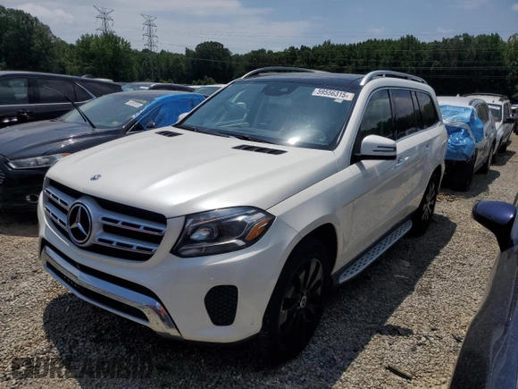2018 Mercedes-Benz GLS 450 z VIN 4JGDF6EE2JB036295, wystawiony jako Copart lot #59556315 z przebiegiem 122 968 mil mil oraz Czysty tytuł • Clean title. Historia ofert i sprzedaży dostępna na DreamBid. Obrazek 1.