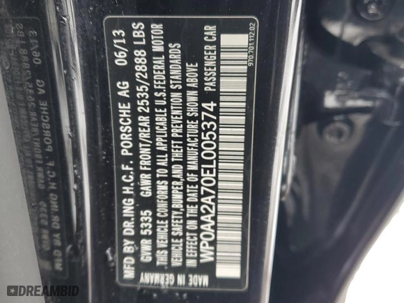 2014 Porsche Panamera with VIN WP0AA2A70EL005374, listed as a Copart auction lot 44396795 with 78,414 mi miles and Salvage Title. Bid and sale history available at carsss.com. Image 12.