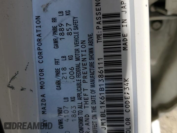 2011 Mazda 3 s Sport with VIN JM1BL1K61B1386111, listed as a Copart auction lot 55352125 with 135,966 mi miles and Salvage Title. Bid and sale history available at carsss.com. Image 12.