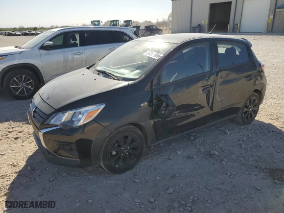 2024 Mitsubishi Mirage Black Edition with VIN ML32AWHJ7RH015604, listed as a Copart auction lot 87207694 with 2023 miles and Salvage Title. Bid and sale history available at carsss.com. Image 1.