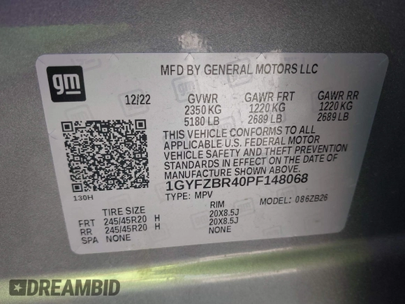 2023 Cadillac XT4 AWD Luxury with VIN 1GYFZBR40PF148068, listed as a IAAI auction lot 41583045 with 35,229 mi miles. Bid and sale history available at carsss.com. Image 9.
