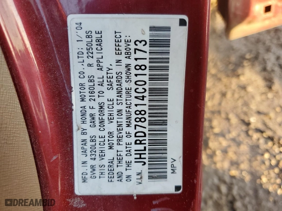 2004 Honda CR-V EX with VIN JHLRD78814C018173, listed as a Copart auction lot 49702895 with 148,893 mi miles and Salvage Title. Bid and sale history available at carsss.com. Image 14.