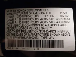 2024 Honda Passport Black Edition с VIN 5FNYF8H82RB002633, выставлен на аукционе IAAI как лот 42296310 с пробегом 12 991 миль миль и . История ставок и продаж доступна на DreamBid. Изображение 9.