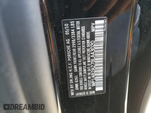 2011 Porsche Cayenne S с VIN WP1AB2A27BLA43020, выставлен на аукционе Copart как лот 55692165 с пробегом 118 676 миль миль и Списание • Salvage title. История ставок и продаж доступна на DreamBid. Изображение 13.