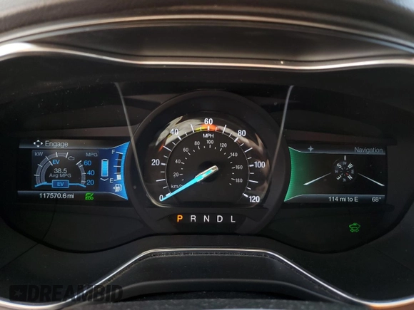 2016 Ford Fusion Titanium Hybrid with VIN 3FA6P0RU0GR153294, listed as a Copart auction lot 52723515 with 117,570 mi miles and Salvage title. Bid and sale history available at DreamBid. Image 9.