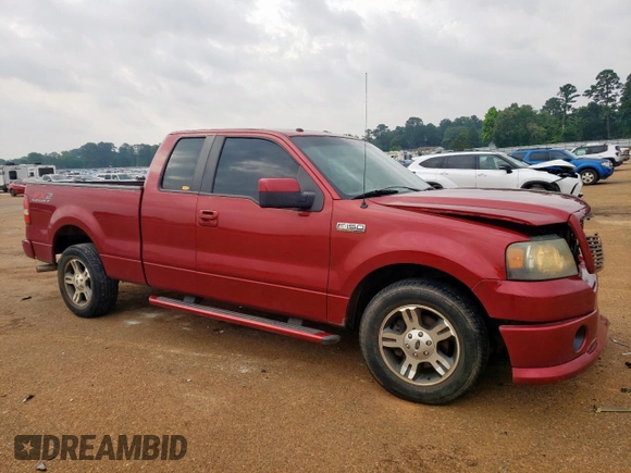 2008 Ford F-150 STX with VIN 1FTRX12W68KD11913, listed as a Copart auction lot 57166435 with 186,576 mi miles and Salvage title. Bid and sale history available at DreamBid. Image 4.