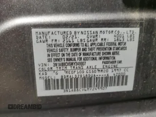 2021 Nissan Sentra SV с VIN 3N1AB8CV6MY249907, выставлен на аукционе Copart как лот 59872575 с пробегом 65 603 миль миль и Чистый • Clean title. История ставок и продаж доступна на DreamBid. Изображение 12.