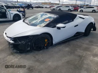 2020 Lamborghini Huracan z VIN ZHWUT5ZF5LLA15426, wystawiony jako Copart lot #51598505 z przebiegiem Nie podano mil oraz Szkoda całkowita • Salvage title. Historia ofert i sprzedaży dostępna na DreamBid. Obrazek 1.