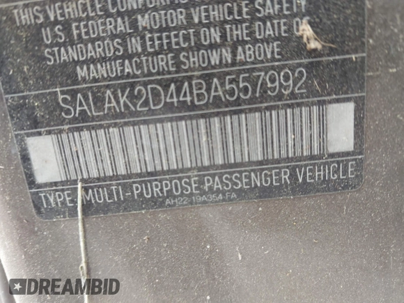 2011 Land Rover LR4 Lux with VIN SALAK2D44BA557992, listed as a IAAI auction lot 42267596 with 217,414 mi miles and . Bid and sale history available at DreamBid. Image 9.