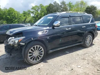 2016 Infiniti QX80 z VIN JN8AZ2NE2G9120161, wystawiony jako Copart lot #54947555 z przebiegiem 147 253 mil mil oraz Szkoda całkowita • Salvage title. Historia ofert i sprzedaży dostępna na DreamBid. Obrazek 1.