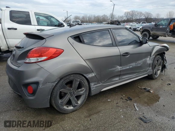 2015 Hyundai Veloster Turbo with VIN KMHTC6AE0FU221208, listed as a Copart auction lot 86242934 with 118,982 mi miles and Salvage title. Bid and sale history available at DreamBid. Image 3.