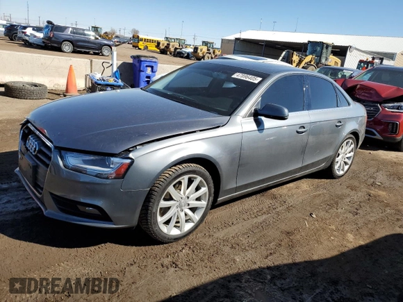 2013 Audi A4 Premium Plus с VIN WAUFFAFL7DA157375, выставлен на аукционе Copart как лот 47896405 с пробегом 105 872 миль миль и Списание • Salvage title. История ставок и продаж доступна на DreamBid. Изображение 1.