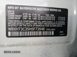 2017 BMW X1 xDrive28i with VIN WBXHT3C35H5F73546, listed as a Copart auction lot 59544545 with 125,185 mi miles and Salvage title. Bid and sale history available at DreamBid. Image 12.