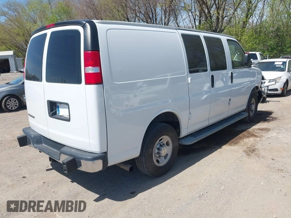 2020 Chevrolet Express Cargo Van with VIN 1GCWGAFG9L1213396, listed as a IAAI auction lot 42049377 with 122,571 mi miles. Bid and sale history available at carsss.com. Image 4.