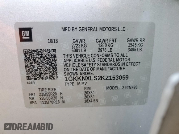 2019 GMC Acadia Denali with VIN 1GKKNXLS2KZ153059, listed as a Copart auction lot 49435365 with 90,170 mi miles and Salvage Title. Bid and sale history available at carsss.com. Image 14.