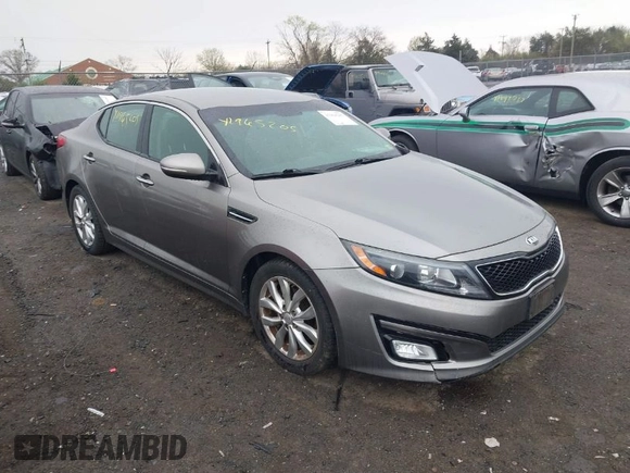 2015 Kia Optima LX with VIN 5XXGM4A76FG475908, listed as a IAAI auction lot 41964205 with 122,965 mi miles. Bid and sale history available at carsss.com. Image 1.