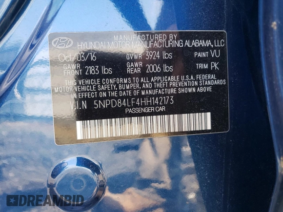2017 Hyundai Elantra Limited z VIN 5NPD84LF4HH142173, wystawiony jako Copart lot #62521044 z przebiegiem 98 758 mil mil oraz Szkoda całkowita • Salvage title. Historia ofert i sprzedaży dostępna na DreamBid. Obrazek 13.