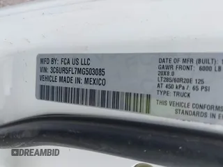 2021 Ram 2500 Laramie with VIN 3C6UR5FL7MG503085, listed as a IAAI auction lot 41937415 with 71,076 mi miles and . Bid and sale history available at DreamBid. Image 9.