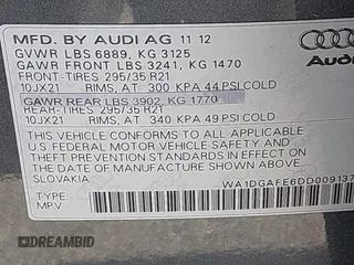 2013 Audi Q7 3.0T S line Prestige with VIN WA1DGAFE6DD009137, listed as a IAAI auction lot 41744378 with 99,060 mi miles. Bid and sale history available at carsss.com. Image 9.