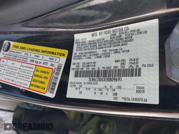 2014 Lincoln MKZ z VIN 3LN6L2GKXER809691, wystawiony jako IAAI lot #41588488 z przebiegiem 163 552 mil mil oraz . Historia ofert i sprzedaży dostępna na DreamBid. Obrazek 9.