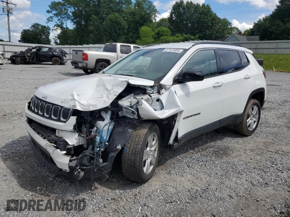 2022 Jeep Compass Latitude with VIN 3C4NJDBB3NT158254, listed as a Copart auction lot 57141855 with 50,675 mi miles and Salvage title. Bid and sale history available at DreamBid. Image 1.