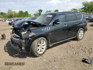 2014 Infiniti QX80 z VIN JN8AZ2NC1E9353024, wystawiony jako Copart lot #55503445 z przebiegiem 133 409 mil mil oraz Szkoda całkowita • Salvage title. Historia ofert i sprzedaży dostępna na DreamBid. Obrazek 1.