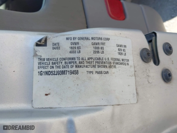 2003 Chevrolet Malibu with VIN 1G1ND52J93M719458, listed as a IAAI auction lot 41888472 with 145,159 mi miles. Bid and sale history available at carsss.com. Image 9.