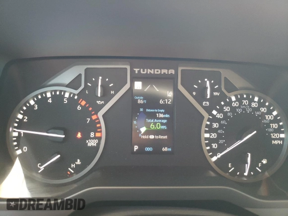 2022 Toyota Tundra SR z VIN 5TFKB5DA6NX016110, wystawiony jako Copart lot #41285993 z przebiegiem 68 mil mil oraz . Historia ofert i sprzedaży dostępna na DreamBid. Obrazek 9.