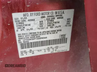 2002 Ford F-250 XL with VIN 1FTNW20F12EB98260, listed as a Copart auction lot 88108545 with 366,427 mi miles and Salvage Title. Bid and sale history available at DreamBid. Image 12.