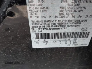 2024 Ford Maverick XLT z VIN 3FTTW8J99RRB59782, wystawiony jako IAAI lot #41838526 z przebiegiem 8 127 mil mil oraz . Historia ofert i sprzedaży dostępna na DreamBid. Obrazek 9.