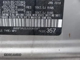 2018 Mitsubishi Outlander ES z VIN JA4AP3AU3JU004874, wystawiony jako IAAI lot #42506653 z przebiegiem 67 052 mil mil oraz . Historia ofert i sprzedaży dostępna na DreamBid. Obrazek 9.