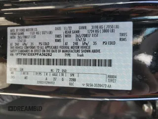 2023 Ford F-150 XL with VIN 1FTFW1E8XPFA36282, listed as a Copart auction lot 49270385 with 42,339 mi miles and Salvage Title. Bid and sale history available at carsss.com. Image 13.