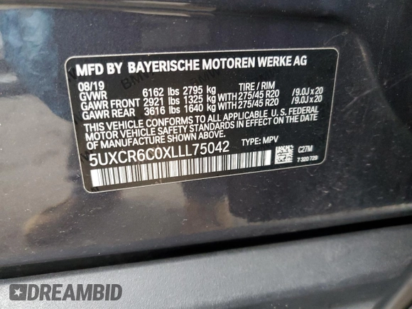 2020 BMW X5 xDrive40i with VIN 5UXCR6C0XLLL75042, listed as a Copart auction lot 70442352 with 31,604 mi miles. Bid and sale history available at carsss.com. Image 13.