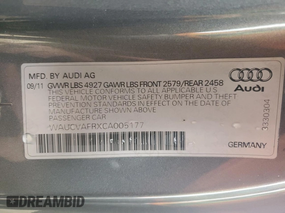 2012 Audi S5 Premium Plus z VIN WAUCVAFRXCA005177, wystawiony jako Copart lot #42574225 z przebiegiem 138 876 mil mil oraz Szkoda całkowita • Salvage title. Historia ofert i sprzedaży dostępna na DreamBid. Obrazek 12.