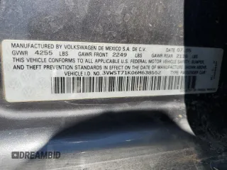 2006 Volkswagen Jetta 1.9L TDI with VIN 3VWST71K06M638552, listed as a Copart auction lot 55675875 with 255,095 mi miles and Salvage title. Bid and sale history available at DreamBid. Image 12.