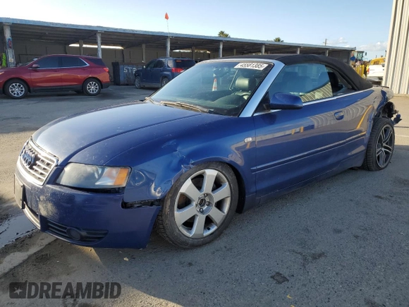 2005 Audi A4 3.0L with VIN WAUDT48H05K008439, listed as a Copart auction lot 45581385 with 180,932 mi miles and Salvage Title. Bid and sale history available at carsss.com. Image 1.