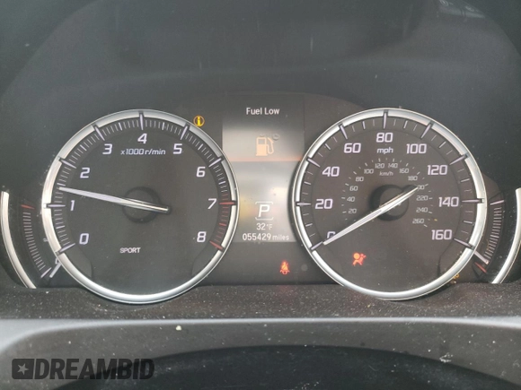 2020 Acura TLX with VIN 19UUB2F33LA001930, listed as a Copart auction lot 44854855 with 55,429 mi miles and Salvage Title. Bid and sale history available at carsss.com. Image 9.
