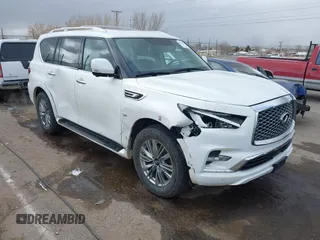 2018 Infiniti QX80 with VIN JN8AZ2NE0J9195190, listed as a IAAI auction lot 41418896 with 112,062 mi miles and . Bid and sale history available at DreamBid. Image 1.